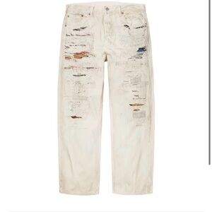Supreme Distressed White Jeans for Men